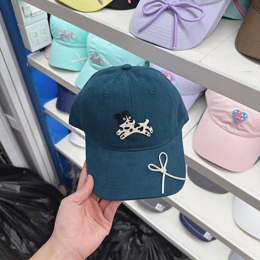 Wholesale Korea 2024 new Korean version cap female cartoon puppy bow soft top baseball cap shows small face