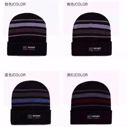 Winter warm knitted wool hat men's fleece thickened hat young students cycling cold ear hat foreign trade