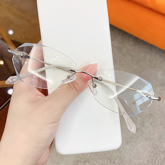 2023 explosive new Gypsy star trimmed frame reading glasses plain face and thin frameless anti-blue light can be matched