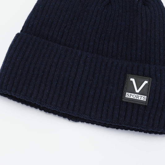 Winter new knitted hat men's fleece thickened warm cover wool hat student riding cold protection ear hat tide