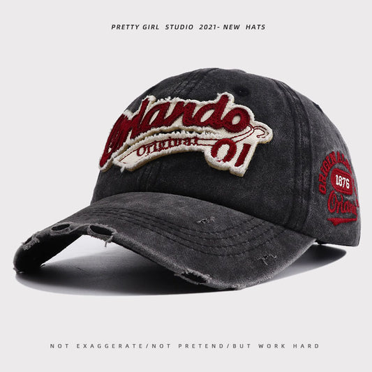 2023 new hat girls versatile retro baseball cap men's high-end foreign trade washed denim cap