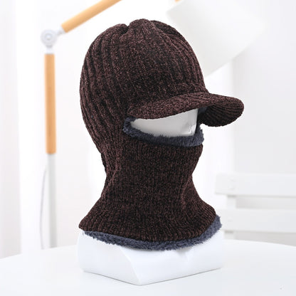 Winter new knitted hat men's fleece thickened warm cover wool hat student riding cold protection ear hat tide
