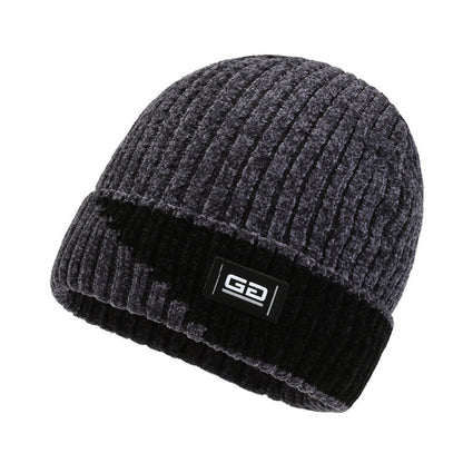 Winter warm knitted wool hat men's fleece thickened hat young students cycling cold ear hat foreign trade