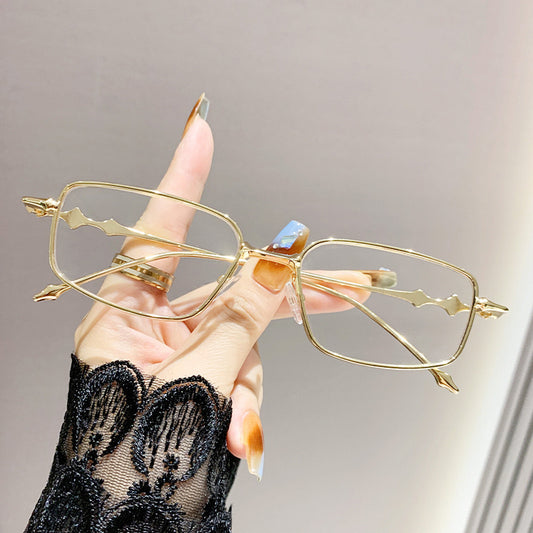 Color-changing fashion anti-blue light metal flat mirror future star-sensing silver frame small square glasses student models can be matched with degrees