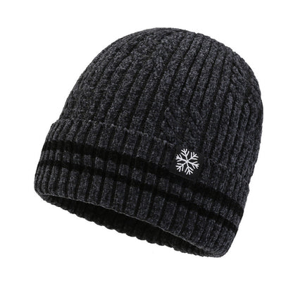 Winter warm knitted wool hat men's fleece thickened hat young students cycling cold ear hat foreign trade