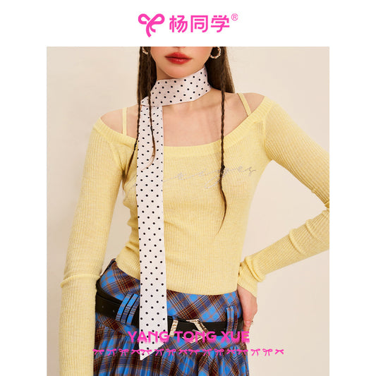 [Student Yang] Polka dot silk scarf high-end streamer autumn and winter thin neck protector 2025 new scarf thin scarf