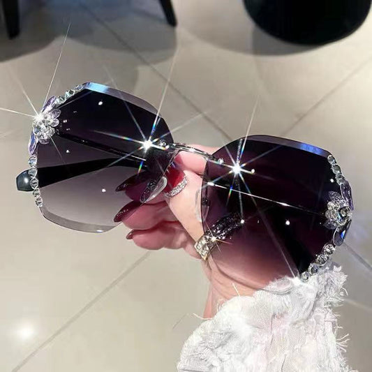 2022 new cross-border fashion rhinestone sunglasses women's thin sunglasses trendy sunscreen and UV protection Korean version glasses