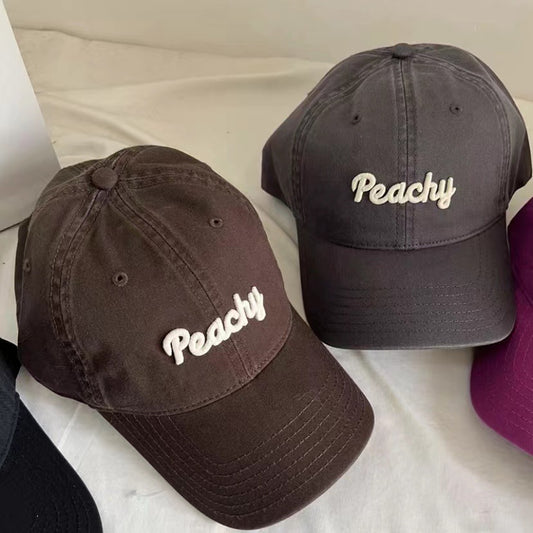 Zino plum color white hat women's spring summer ins baseball cap Korean version trendy street fashion letter cap
