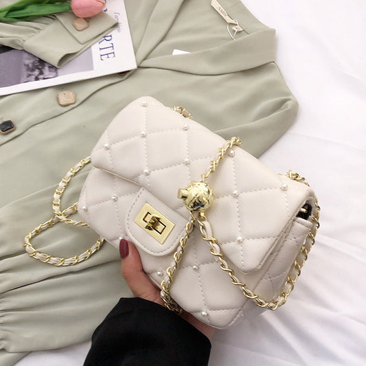 2022 new bag women's trendy fashion shoulder bag diamond small fragrant style versatile messenger bag small golden ball women's bag