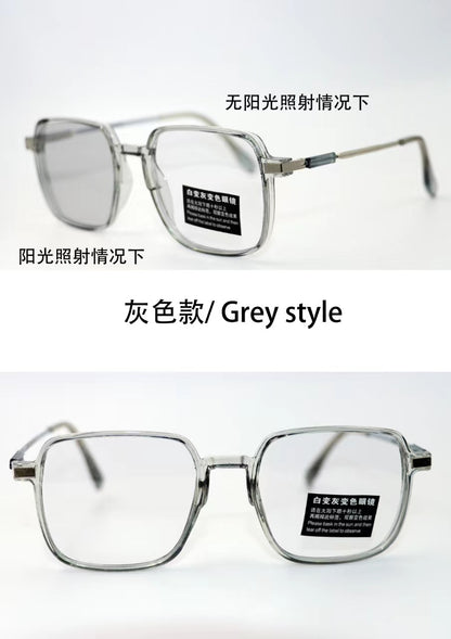 Color-changing flat glasses women's ultra-light damp cold brown transparent frame ins high value large frame thin plain glasses