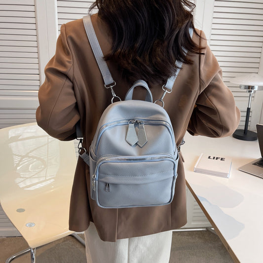 2023 new niche foreign style backpack bag women's high-end texture soft leather fashion versatile leisure travel backpack