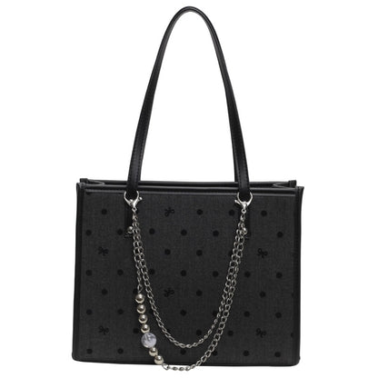 College style Korean tote bag 2024 new literary and fashionable polka dot single shoulder underarm large-capacity commuting handbag