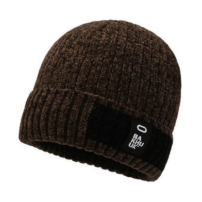 Winter Men's Duck Tongue Ear Cap Fleece Thick Warm Pullover Hat Youth Outdoor Riding Knitted Wool Hat Ski Cap