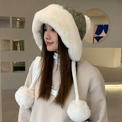 Winter warm down ear protection hat children autumn and winter riding cold hat plush cute face little Lei Feng hat man