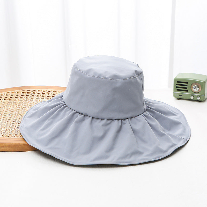 2022 vinyl face covering sunscreen hat women's summer bucket hat UV protection big brim sunshade sun hat one piece