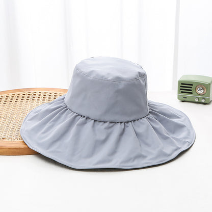 2022 vinyl face covering sunscreen hat women's summer bucket hat UV protection big brim sunshade sun hat one piece