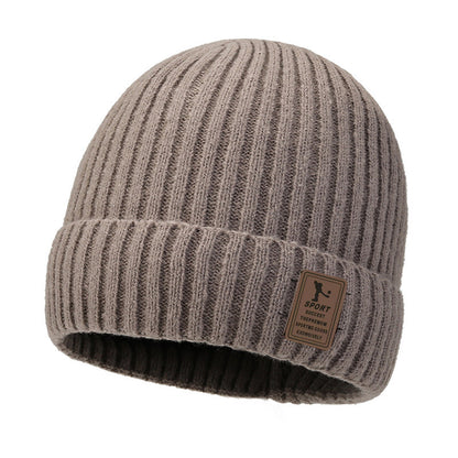 Winter warm knitted wool hat men's fleece thickened hat young students cycling cold ear hat foreign trade