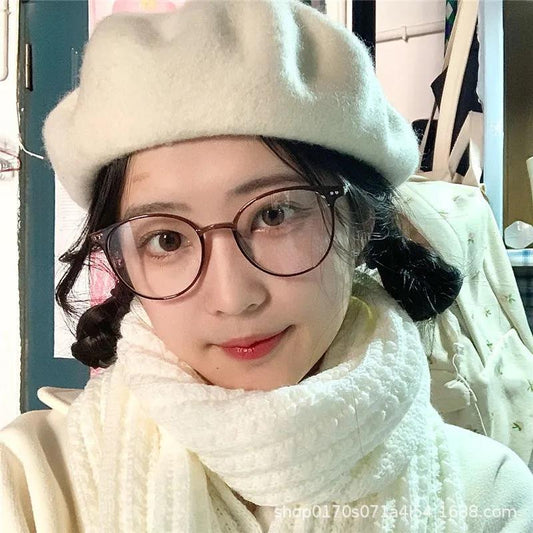 Xiaohongshu popular cold brown glasses frame female anti-blue glasses male flat glasses Internet celebrity no makeup artifact frame