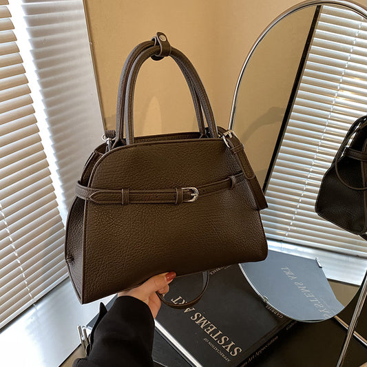 Winter new retro style commuter large-capacity handbag fashionable niche simple solid color Korean version commuter messenger bag