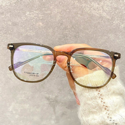 Color-changing glasses women's myopia glasses flat glasses optical anti-blue light automatic photosensitive flat sunglasses large round frame men