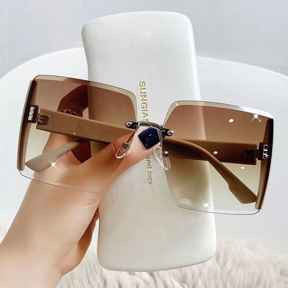 2022 new square frameless trimmed sunglasses Internet celebrity personality big-name glasses big-frame fashion sunglasses wholesale
