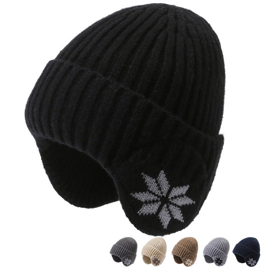 Winter warm knitted wool hat men's fleece thickened hat young students cycling cold ear hat foreign trade