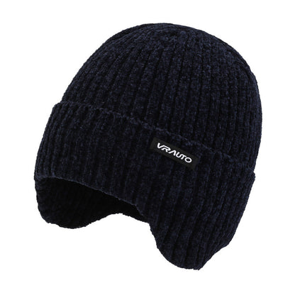 Winter warm knitted wool hat men's fleece thickened hat young students cycling cold ear hat foreign trade
