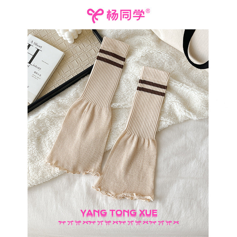 [Student Yang] Wear gray bow lace socks for women's knitted summer girl sweet ballet stacking socks