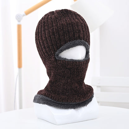 Winter men's hat outdoor cycling cold-proof velvet warm knitted hat ear protection neck cover integrated wool hat