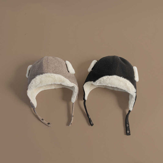 Warm woolen Lei Feng hat children autumn and winter skiing thickened cold protection ear protection flying hat plush Northeast cotton hat men