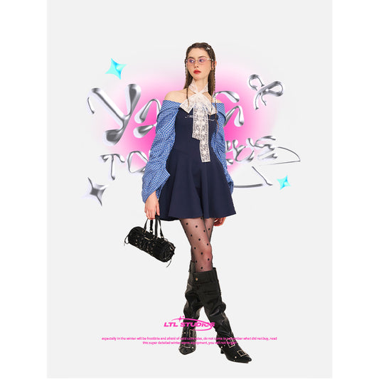 [Student Yang] Lace silk scarf women's slender terms streamer Spice girl scarf pure desire wind simple transparent tie