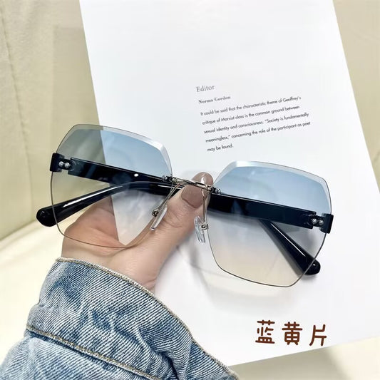 2023 new frameless trimmed sunglasses Internet celebrity trend women's versatile sunshades fashion street sunscreen sunglasses