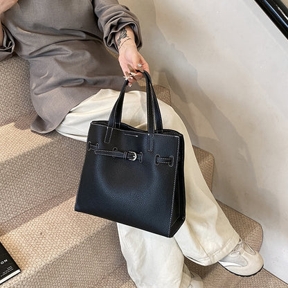Women's bag 2024 new handbag simple and fashionable shoulder tote bag niche personalized belt buckle messenger bag
