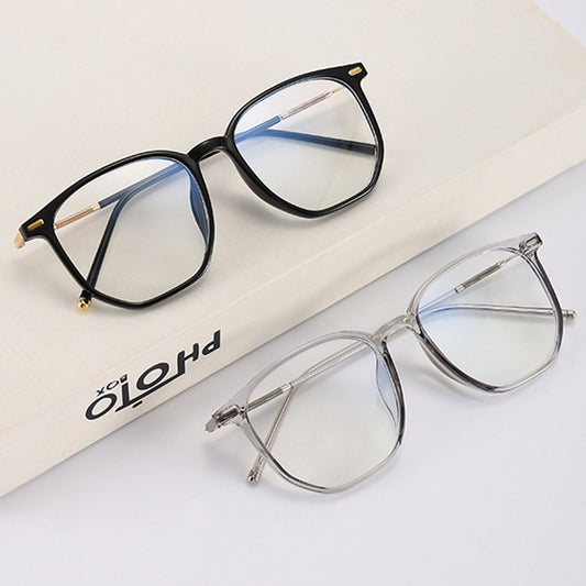 2022 new cold brown glasses large frame personalized plain flat glasses women's Korean version TR90 anti-blue glasses