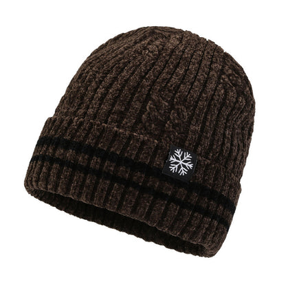 Winter Men's Duck Tongue Ear Cap Fleece Thick Warm Pullover Hat Youth Outdoor Riding Knitted Wool Hat Ski Cap