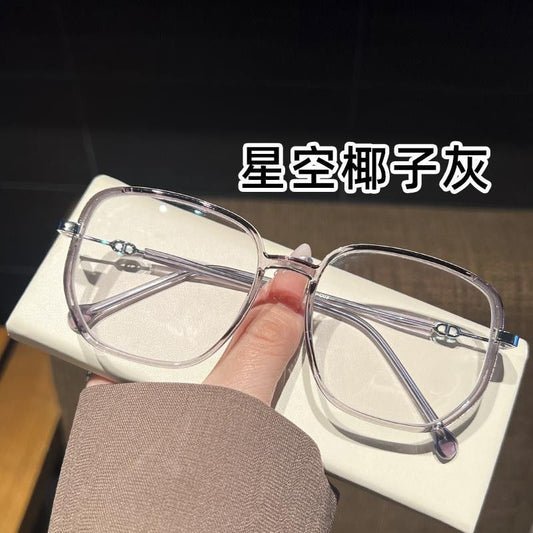 Xiaohongshu starry sky series can be equipped with degree myopia anti-blue light square round face plain face large frame ultra-light glasses frame female