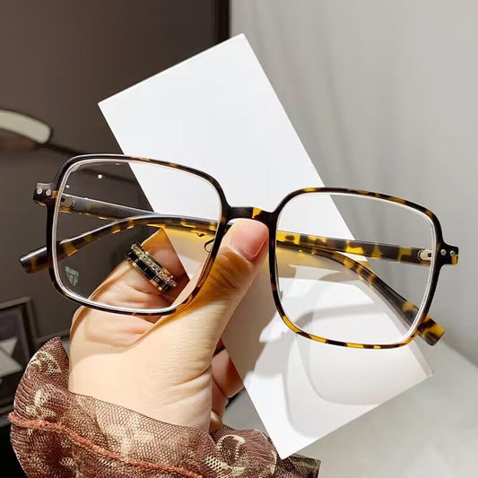 Xiaohongshu the same large box plain thin anti-blue glasses high definition myopia glasses trend black frame glasses