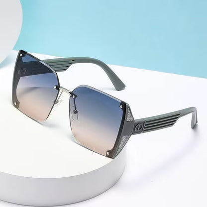 2023 Internet celebrity frameless trimmed sunglasses anti-ultraviolet European beautiful women's large frame sunglasses Xiaohongshu sunshades