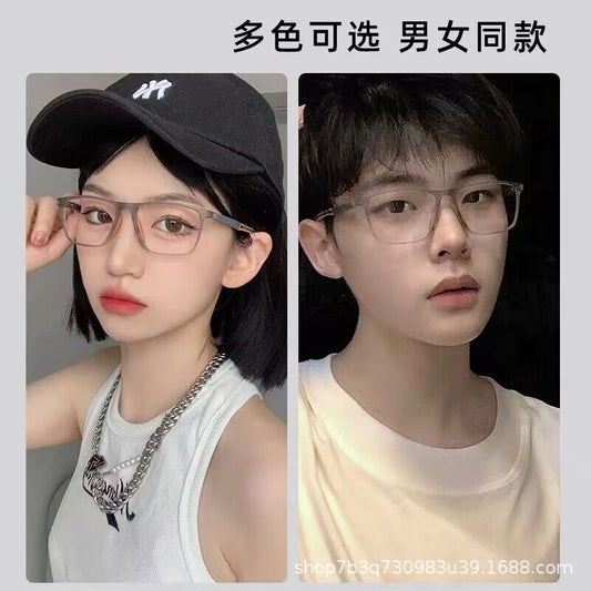 2023 fashion sports anti-blue glasses, the same two-color temple for men and women, silicone material, sweat-proof myopia glasses
