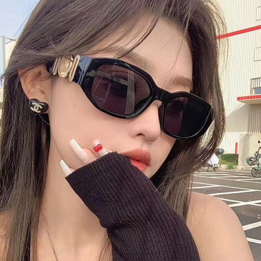 Zhao Ruth same style retro European and American style sunglasses polygonal Internet celebrity retro spice girl street high sense sunglasses women