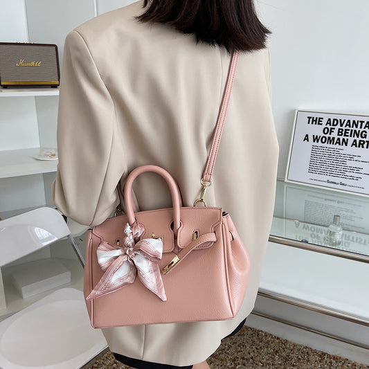 Women's bag 2022 new European and American fashion lychee pattern handbag trendy fashion large capacity Kelly messenger bag