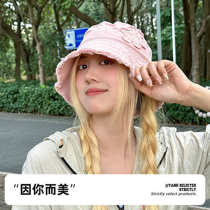 Classmate Yang bucket hat women's 2024 new summer big brim anti-ultraviolet sun hat sun hat