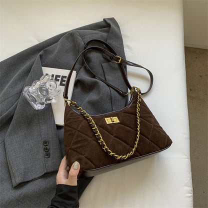 Xiaoxiangfeng bag women's 2024 autumn new fashion diamond chain underarm bag Korean version niche design shoulder bag