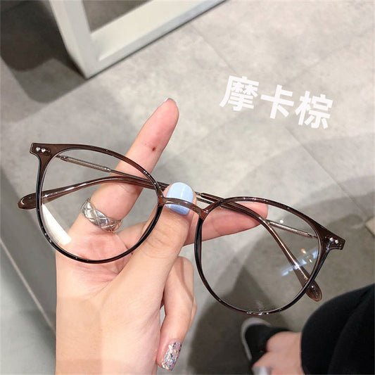 Xiaohongshu popular cold brown glasses frame female anti-blue glasses male flat glasses Internet celebrity no makeup artifact frame