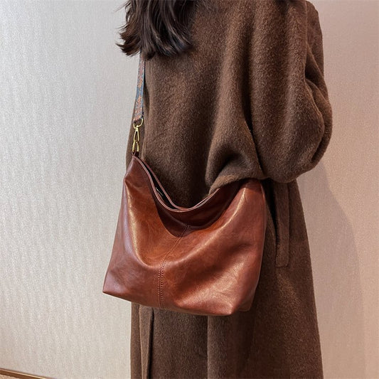 [Clearance High Quality Version] Simple Casual Retro Women's Bag Fashion Shoulder Bag Crossbody Bag PU Large Capacity Tote