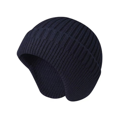 Winter warm knitted wool hat men's fleece thickened hat young students cycling cold ear hat foreign trade