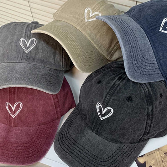 Washed old hat women's big head circumference cap retro sweet cool babe love soft top baseball cap shows small face