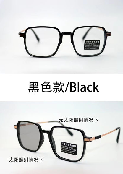 Color-changing flat glasses women's ultra-light damp cold brown transparent frame ins high value large frame thin plain glasses