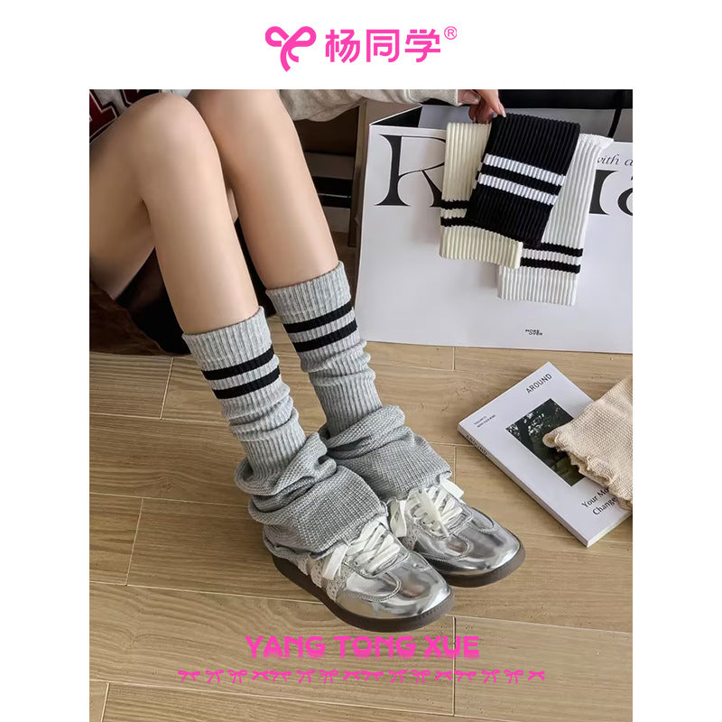 [Student Yang] Wear gray bow lace socks for women's knitted summer girl sweet ballet stacking socks