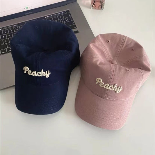 Zino plum color white hat women's spring summer ins baseball cap Korean version trendy street fashion letter cap
